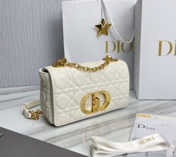 Small Dior Caro Bag Ivory Supple Cannage Calfskin