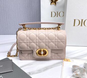 Small Dior Jolie Top Handle Bag Pink Cannage Calfskin