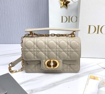 Small Dior Jolie Top Handle Bag Powder Beige Cannage Calfskin