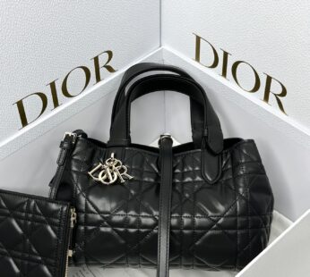 Small Dior Toujours Bag Black Macrocannage Calfskin