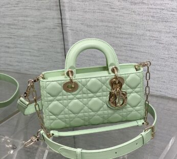 Small Lady D-Joy Bag Pale Green Cannage Lambskin