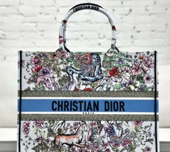 Women Large Dior Book Tote Latte Multicolor D-Constellation Embroidery