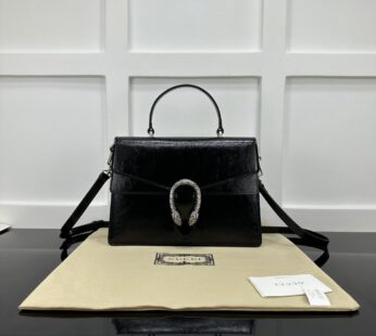 Dionysus Medium Top Handle Bag Black Patent Leather