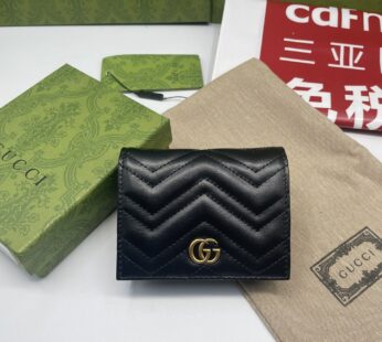 GG Marmont Card Case Wallet Black Leather