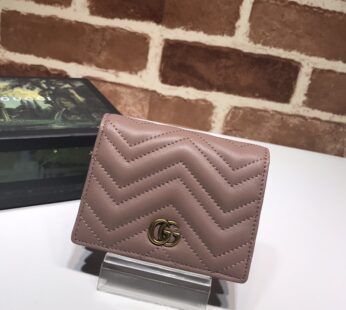 GG Marmont Card Case Wallet Dusty Pink Leather