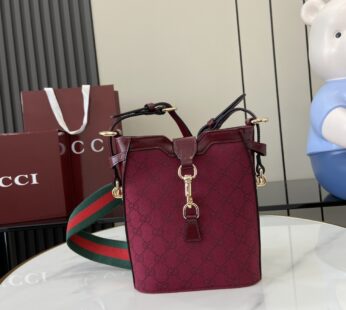 GG Mini Bucket Shoulder Bag Gucci Rosso Ancora GG Canvas