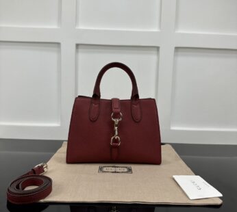 Small Tote Bag With Hook Closure Gucci Rosso Ancora Red Soft Grainy Leather