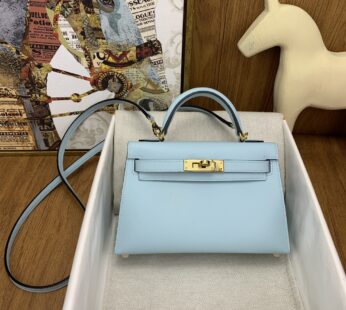 Kelly 20 Mini Blue Epsom Gold Hardware Bag