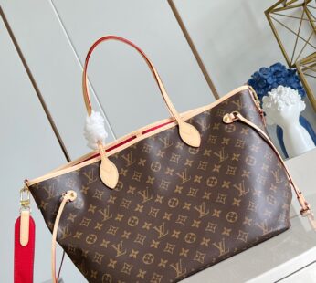 Neverfull MM Monogram Canvas Cerise Red Bag