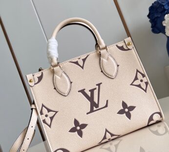 OnTheGo PM Bicolor Monogram Empreinte Leather Cream/Dove Tote Bag