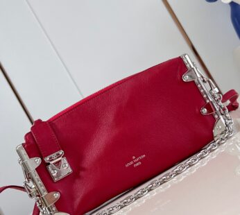 Slim Trunk Fashion Leather Red Nano Bag