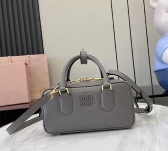 Arcadie Leather Bag Regular Wide Grey