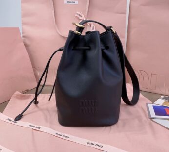 Leather Bucket Bag Black