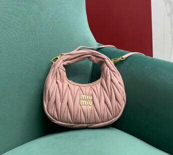 Wander Matelasse Nappa Leather Hobo Mini Bag Powder Pink