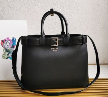 Buckle Large Leather Handbag With Belt