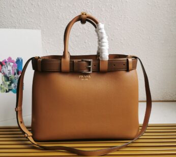 Buckle Large Leather Handbag With Belt