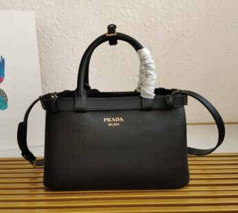 Buckle Small Leather Handbag With Double Belt