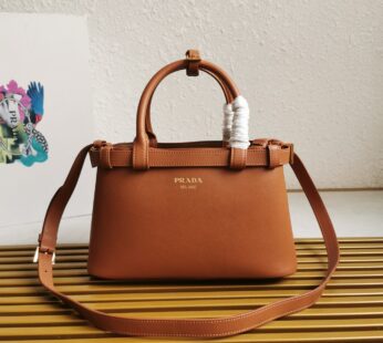 Buckle Small Leather Handbag With Double Belt