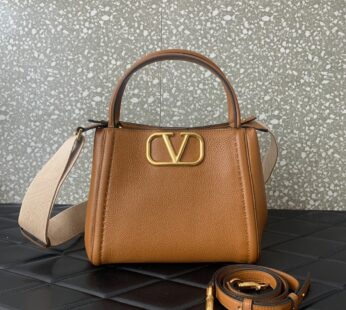 Garavani Alltime Medium Handbag In Grainy Calfskin Almond