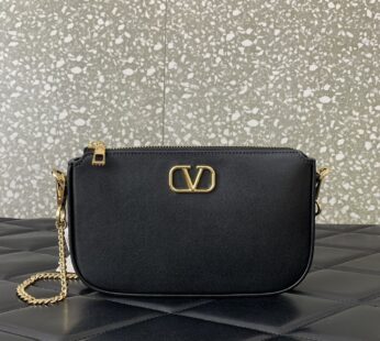 Garavani Mini Vlogo Signature Calfskin Crossbody Bag Black