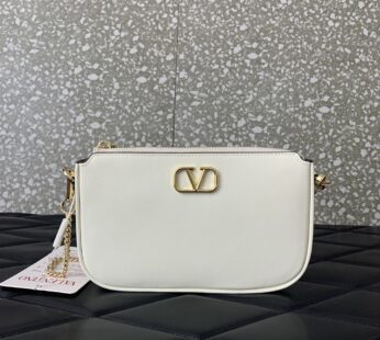 Garavani Mini Vlogo Signature Calfskin Crossbody Bag Ivory