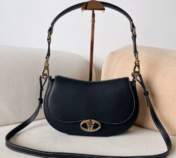 Garavani Ohval Small Shoulder Bag In Nappa Calfskin Black