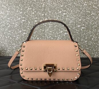 Garavani Small Rockstud Top Handle Bag In Grainy Calfskin