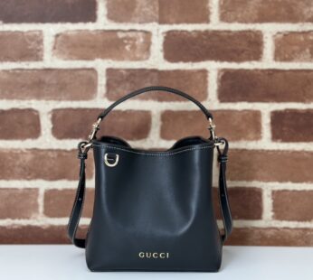 GG Emblem Mini Bucket Bag Black Smooth Leather