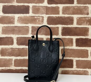 GG Super Mini Bag With Strap Black GG Leather