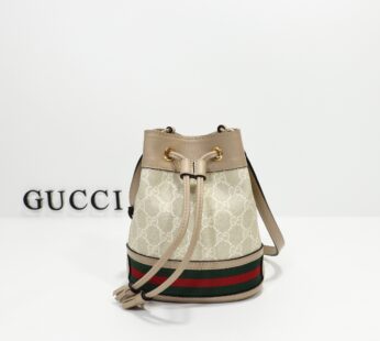 Ophidia Mini Bucket Bag Beige And White GG Supreme Canvas