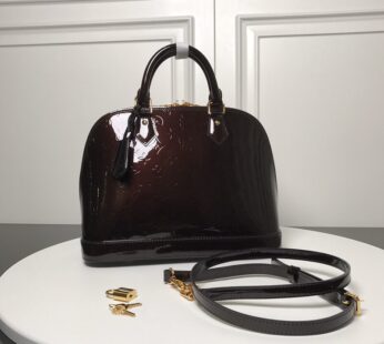 Alma PM Vernis Monogram Leather Amarante Red Bag