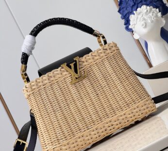 Capucines BB Cowhide and rattan  Black Capucines Bag