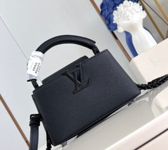 Capucines East-West Mini All Black Capucines Bag