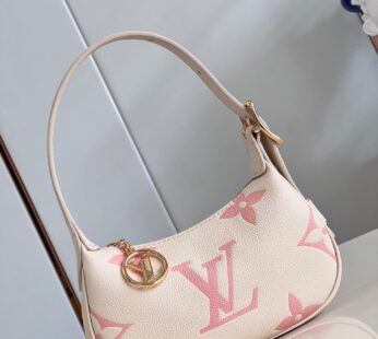 Mini Moon Bicolor Monogram Empreinte Leather Latte White / Chamallow Pink Nano Bag