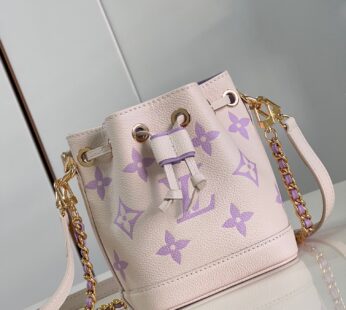 Nano Noé Bicolo Monogram Empreinte Leather Latte White / Bubble Tea Mauve Nano Bag