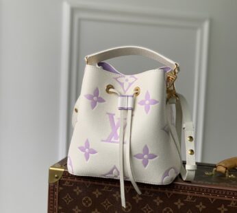 Néonoé BB Bicolor Monogram Empreinte Leather Latte White / Bubble Tea Mauve Shoulder Bag