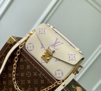 Pochette Métis East West Monogram Empreinte Leather Latte/Bubble Tea Purple Shoulder Bag