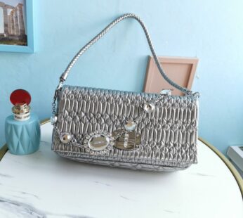 Iconic Crystal Cloqué Nappa Leather Bag Silver