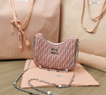 Matelassé Nappa Leather Shoulder Bag Snow Pink