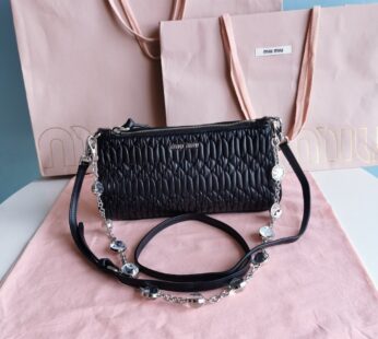 Nappa Crystal Mini Shoulder Bag Black