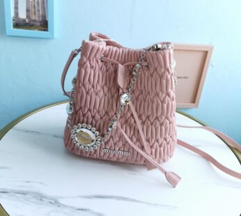 Nappa Leather Bucket Bag With Crystals