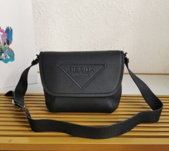 Black Leather Bag With Shoulder Strap