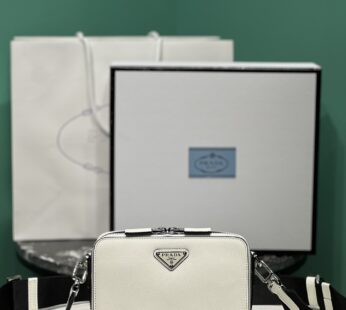 Brique Saffiano Leather Bag White