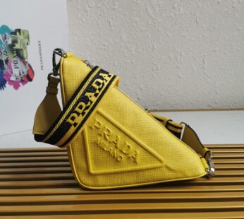 Saffiano Triangle Bag Navy Yellow