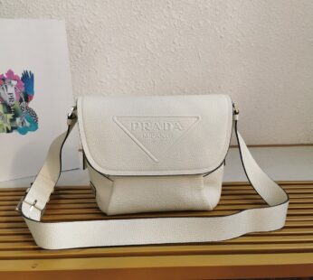 White Leather Bag With Shoulder Strap