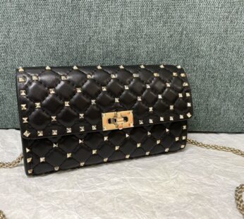 Garavani Rockstud Spike Nappa Leather Crossbody Clutch Bag Black